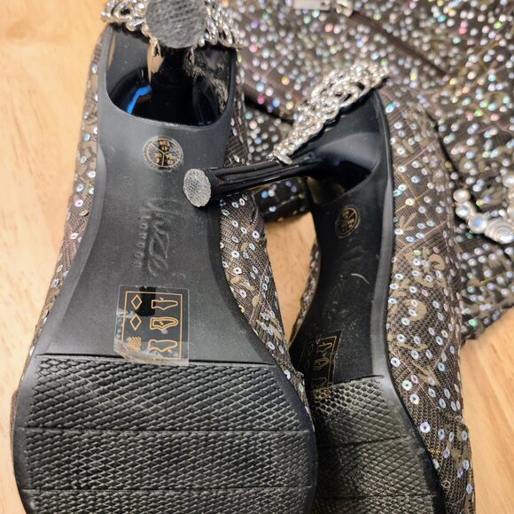 Unze London Crystal Embellished High-Heeled Boots, 10 (41EU) - Picture 5 of 6